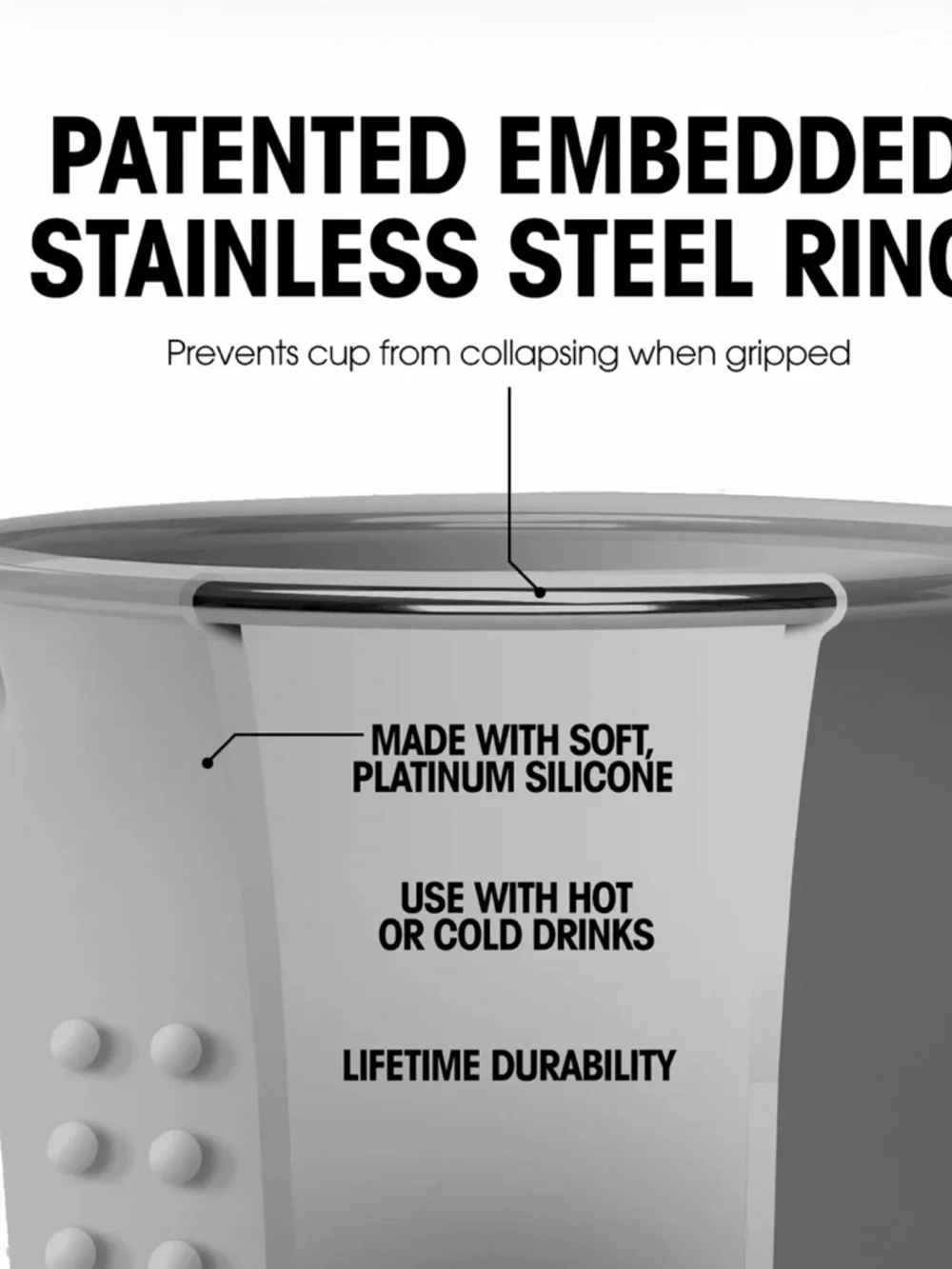 GoSili‎ 24oz Silicone Straw Cup Marble White – Dishwasher & Microwave Safe – NWT